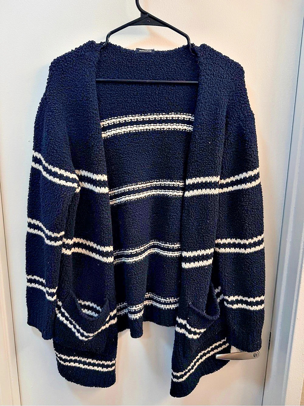 mittoshop Striped Cardigan in Black & White Like New